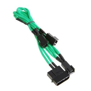 Image of BitFenix Alchemy Molex to 3pin x3 Fan adaptor 12V 20cm - Green
