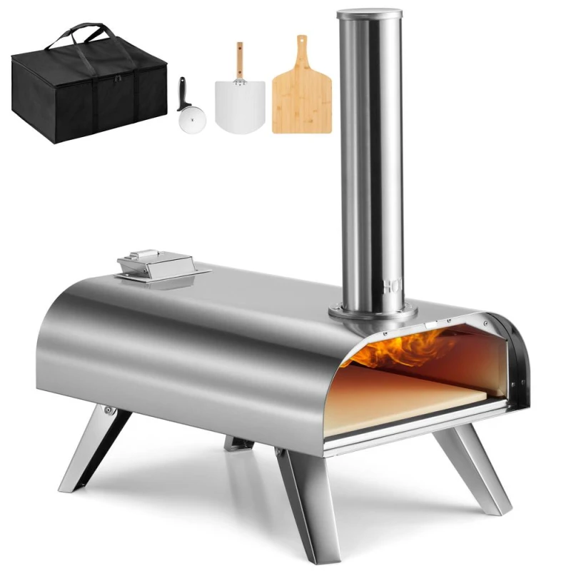 Image of Vonhaus Pizza Oven Outdoor, Tabletop Pizza Oven With Accessories, Removable Chimney, Steel Foldable Legs, 12" Pizza