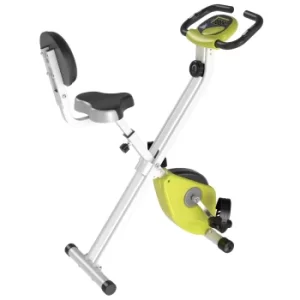 Image of HOMCOM Steel Manual Stationary Bike Resistance Exercise Bike w/ LCD Monitor Yellow