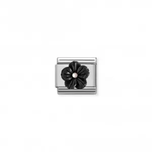 Image of Nomination Composable Classic Onyx Rose Gold Flower Link 430510/01