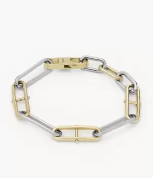 Image of Fossil Women Heritage D-Link Two-Tone Stainless Steel Chain Bracelet