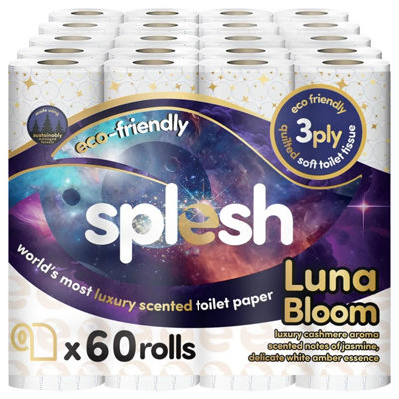 Image of Splesh Quilted Luxury 3 Ply Luna Bloom Scented Toilet Tissue Paper, 60 Rolls