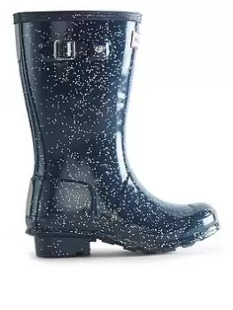 Image of Hunter Original Kids Giant Glitter Wellington Boots, Blue, Size 3 Older