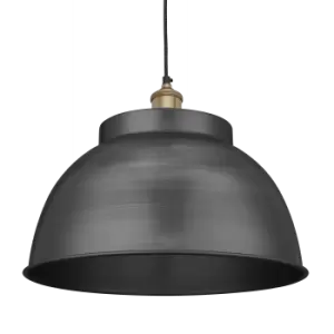 Image of Industville Brooklyn Dome Pendant - 17" - Pewter Dome Brass Holder / Brass Holder