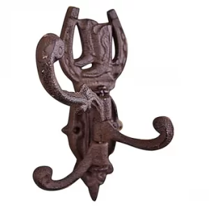 Image of Cast Iron Wall Mounted Rotating Coat Hooks, Riding Boots, 3 Hooks