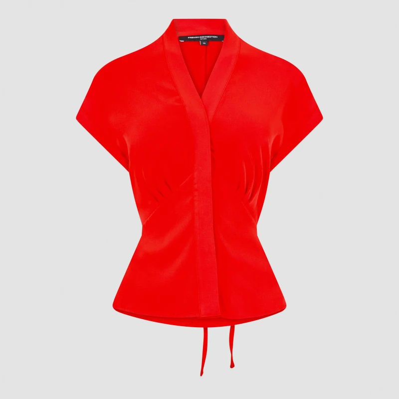 Image of French Connection Womens Carmen Short-Sleeve Blouse 60-True Red female 8 (XS)