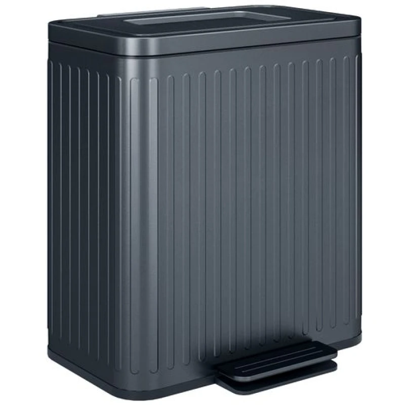 Image of HOMCOM 2 x 20L Double Rubbish Bin, Pedal Bin with Soft-Close Lid, Black 851-030V00BK