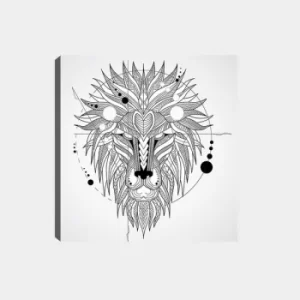 Image of MANDALA69 White Black Decorative Canvas Painting