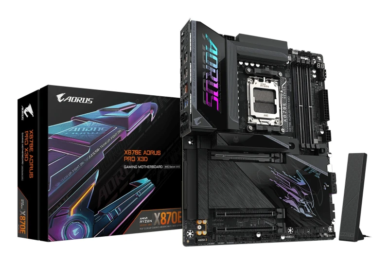 Image of Gigabyte Gigabyte X870E AORUS PRO X3D Motherboard - Supports AMD Ryzen 9000 CPUs, 18+2+2 Phases Digital VRM, up to 9000Hz DDR5 (OC), 2xPCIe 5.0 + 2xPC