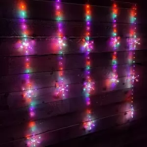 Image of Samuel Alexander - 390 LED 1.3m x 1.2m Premier Christmas Snowflake Curtain Lights in Static Rainbow & Twinkling Orange