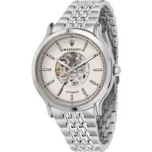 Image of Gents Maserati Legend 42mm Auto Ivory Dial Bracelet Ss Watch