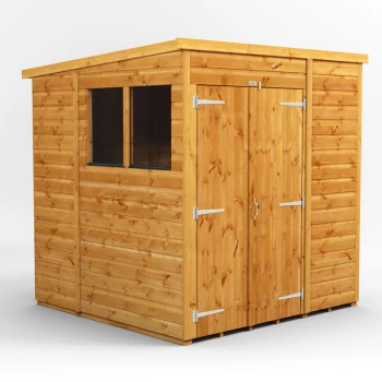 Image of 6x6 Power Pent Double Door Garden Shed - Brown