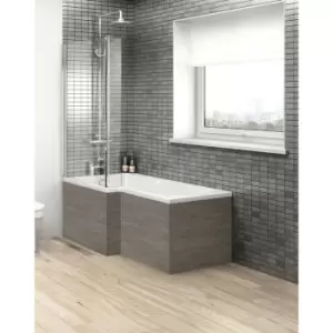Image of Brown Grey Avola 1700mm Square Shower Front Bath Panel - OFF573 - Grey - Hudson Reed