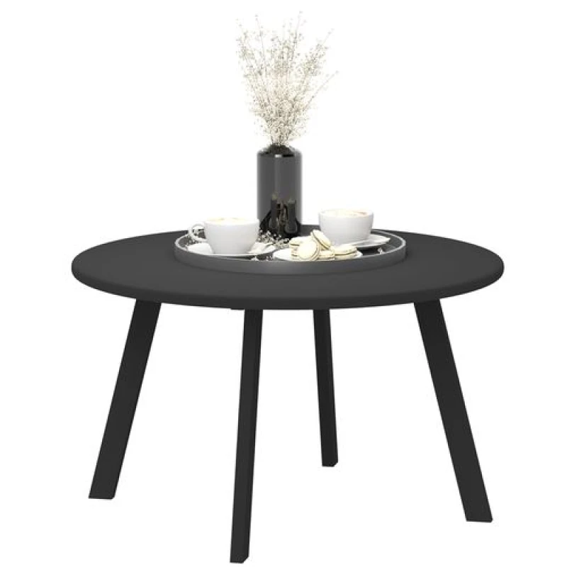 Image of Outsunny 70cm Round Coffee Table with Non-Slip Foot Pads, Black Black