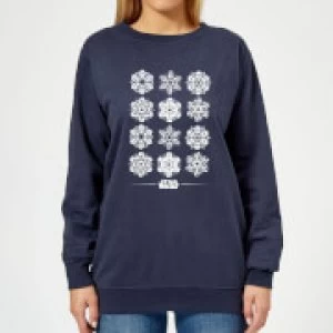 Image of Star Wars Snowflake Womens Christmas Sweatshirt - Navy - M