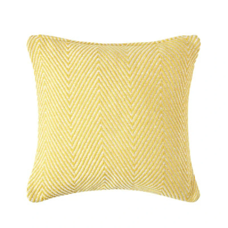 Image of Homescapes Cotton Yellow Halden Chevron Cushion Cover, 45 X 45 Cm