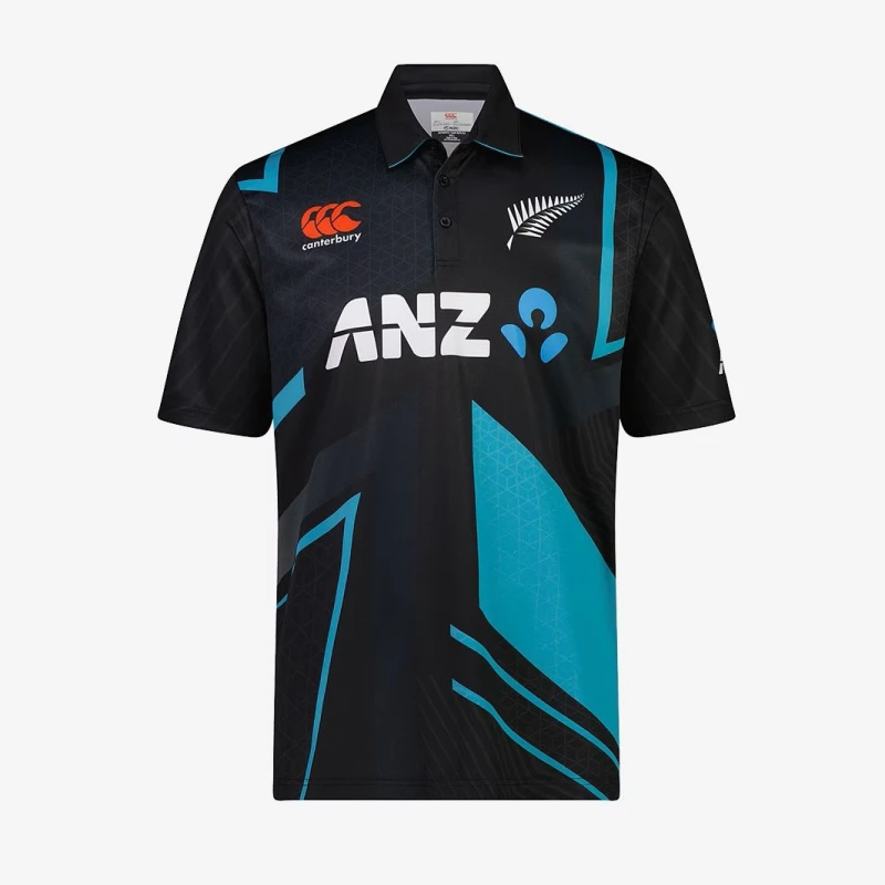 Image of Canterbury Canterbury Men T20 New Zealand Black Caps Polo Shirt Size: large Black L Male 5063806449607