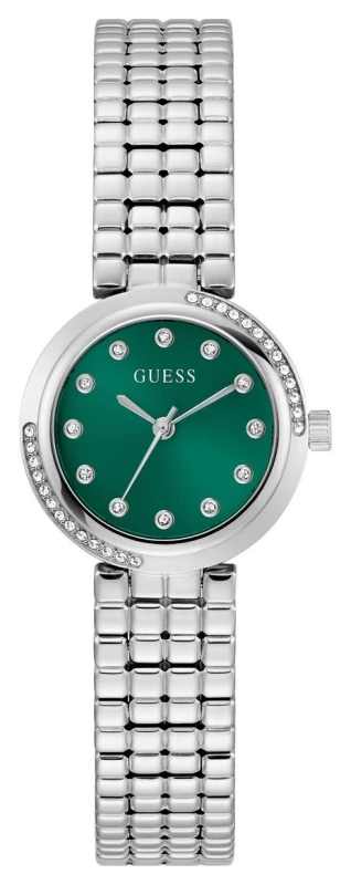 Image of Guess GW0930L1 CLARA Crystal (28mm) Green Sunray Dial / Watch