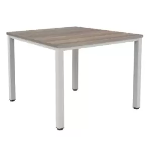Image of Fraction Infinity Square Grey Oak Meeting Table With Silver Legs - 140 X 140