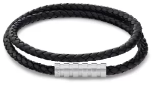 Image of Calvin Klein 35000093 Black Leather Wraparound Style Jewellery
