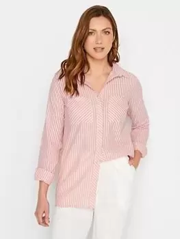 Image of Long Tall Sally Pink Stripe Print Shirt, Pink, Size 18, Women