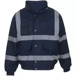 Image of Yoko Mens Hi-Vis Bomber Jacket (L) (Navy Blue) - Navy Blue
