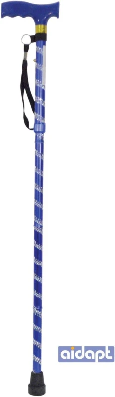 Image of Aidapt Extendable Plastic Handled Walking Stick with Engraved Pattern Blue Blue