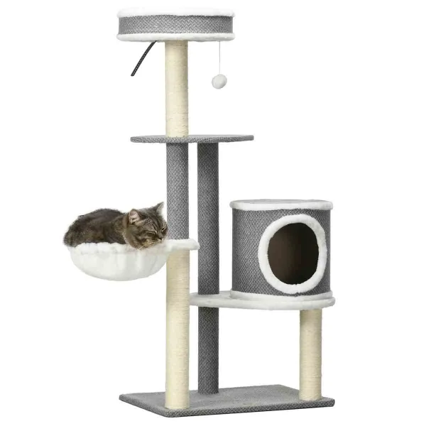 Image of PawHut 124cm Cat Tree w/ Scratching Post, Platforms