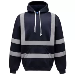 Image of Yoko Mens Hi Vis Reflective Hoodie (2XL) (Navy Blue) - Navy Blue