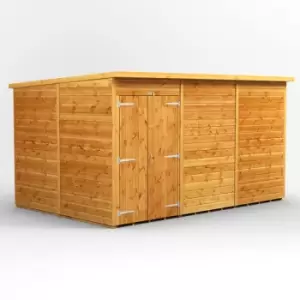 Image of Power Sheds - 12x8 Power Pent Windowless Double Door Garden Shed - Brown