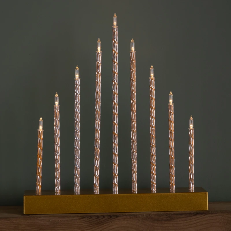 Image of 26cm Battery Operated Gold Light up Christmas Candle Bridge with 9 Warm White LEDs