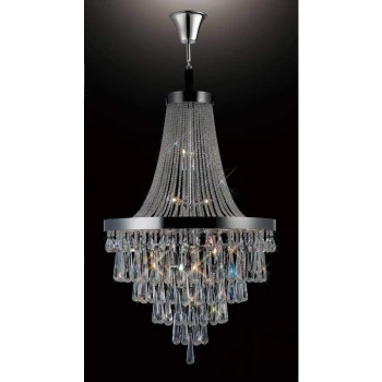 Image of Suspension Sophia 17 Bulbs polished chrome / crystal