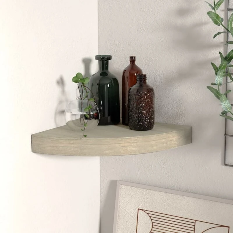 Image of VIDAXL Floating Corner Shelf Oak 25x25x3.8cm mdf Vidaxl 8720286075357