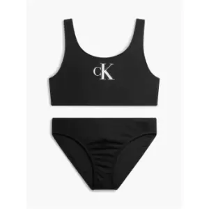 Image of Calvin Klein Girls Monogram Bralette Bikini Set - Black