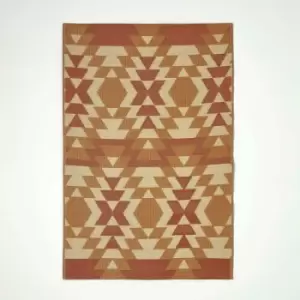 Image of Homescapes - Anya Aztec Orange Outdoor Rug, 120 x 180cm - Orange and White