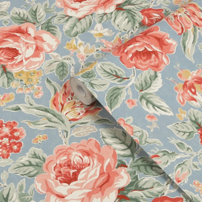 Image of Laura Ashley Multicolour Wild Roses Smooth Wallpaper