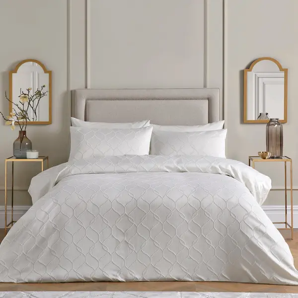 Image of Soiree Montez Duvet Cover and Pillowcase Set Cream