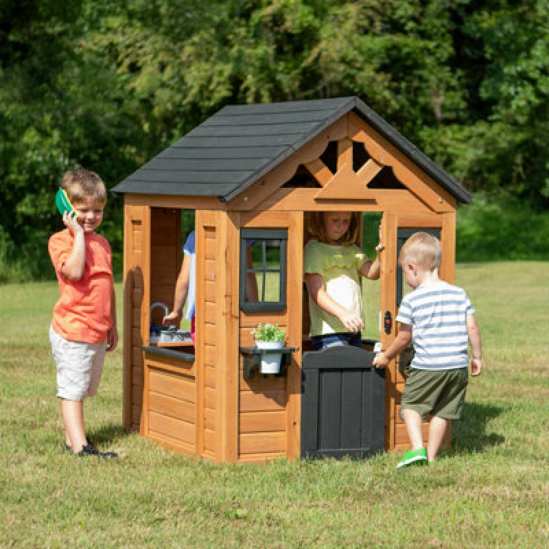 Image of Backyard Discovery Sweetwater Cedar Wooden Playhouse With Play Kitchen