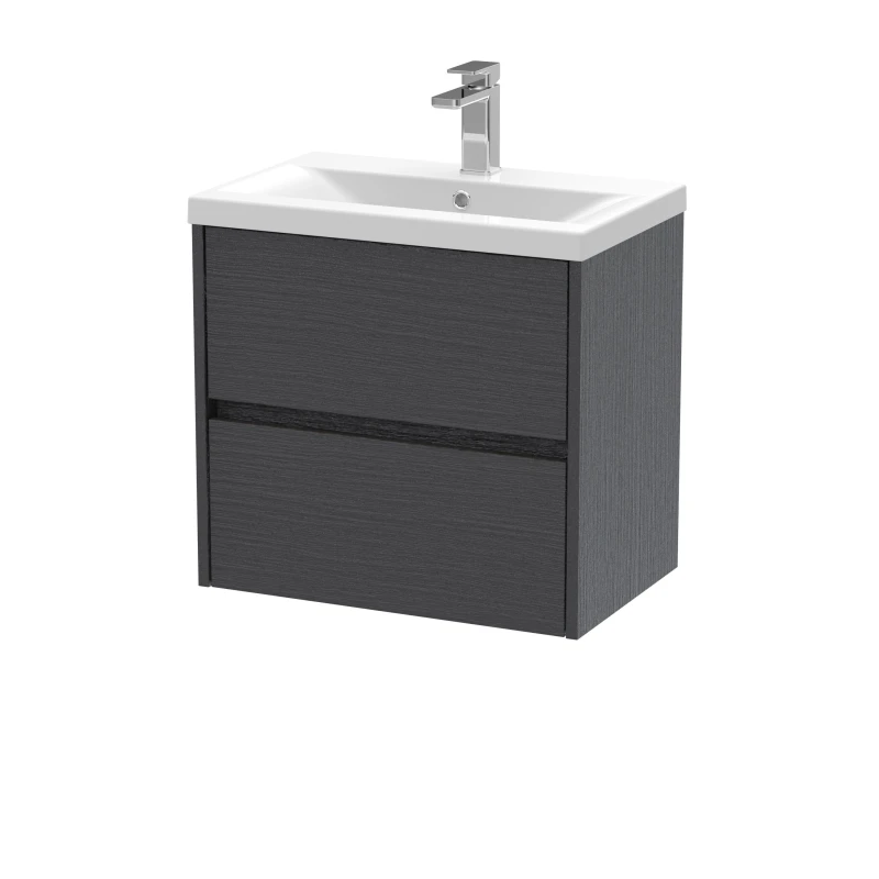Image of Balterley Square Wall Hung 2 Drawer Vanity Unit & Basin, 600mm Graphite Grey Grey unisex