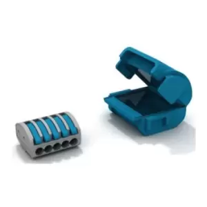 Image of Wiska Shell Box Size 2 Mini Gel Box with 1x 5 Way Wago Connector Grey - MJBF215