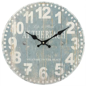 Image of Distressed Look Blue Beach Wall Clock
