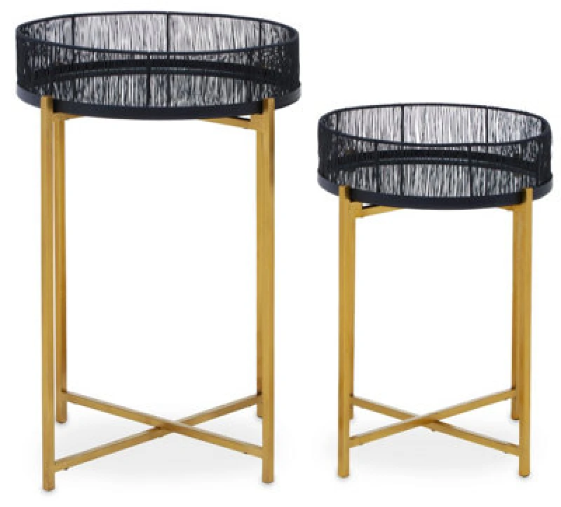 Image of Orsina Enzo Set Of Two Black Wire And Gold Frame Tables