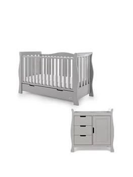 Image of Obaby Stamford Luxe 2 Piece Nursery Furniture Room Set - Warm Grey