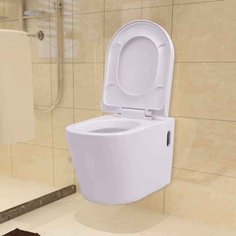 Image of VIDAXL Wall Hung Toilet Ceramic White Vidaxl 244270fr