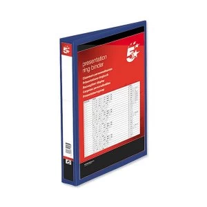 Image of 5 Star Presentation Ring Binder PVC 4 D-Ring 25mm Size A4 Blue Pack 10