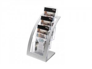 Image of Deflecto 3 Tier Leaflet Literature Holder Silver