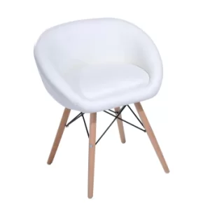 Image of HOMCOM Faux Leather Lounge Chair W/Solid Wooden Legs-White