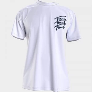 Image of Tommy Jeans Mens Repeat Script Logo T-Shirt - White - M