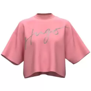 Image of Hugo Cropped T-Shirt Womens - Pink