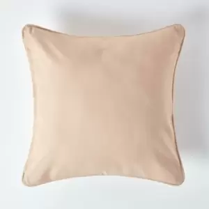 Image of HOMESCAPES Cotton Plain Beige Cushion Cover, 45 x 45cm - Natural